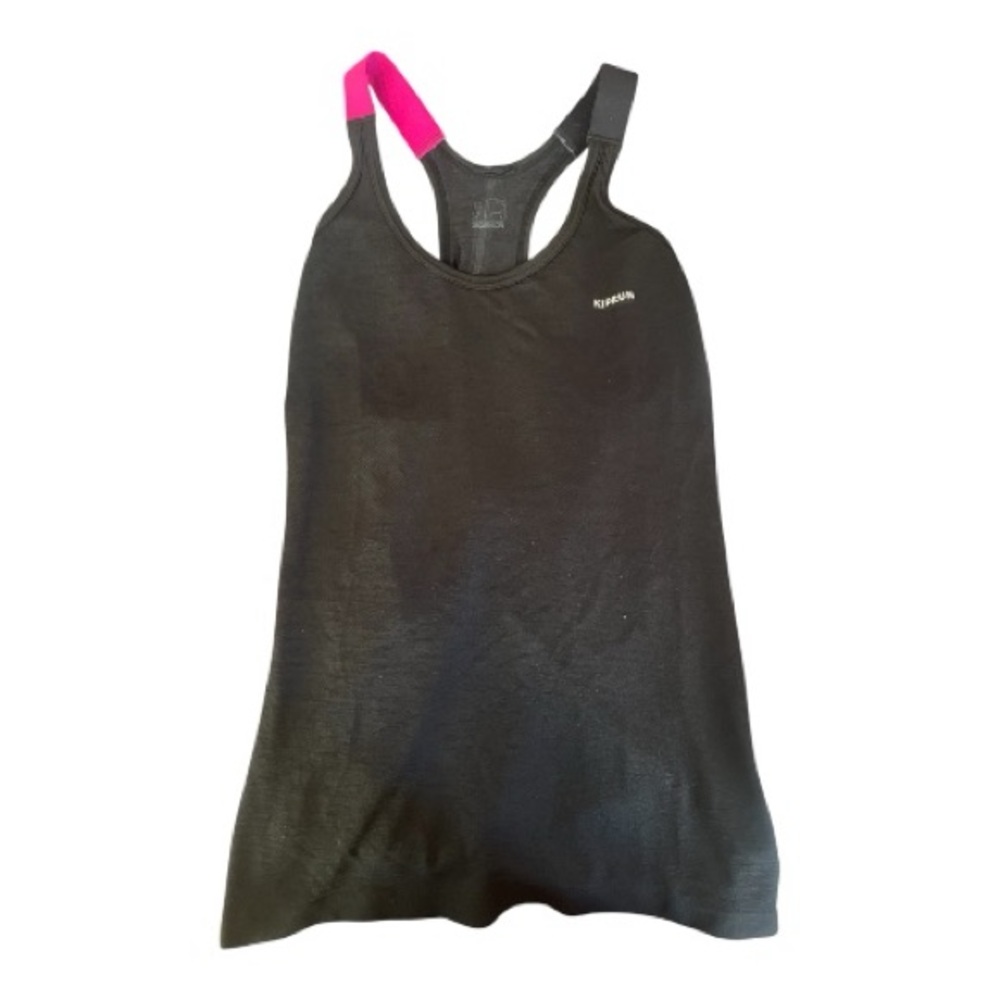 Kiprun Black Tank with Vibrant Pink Accent